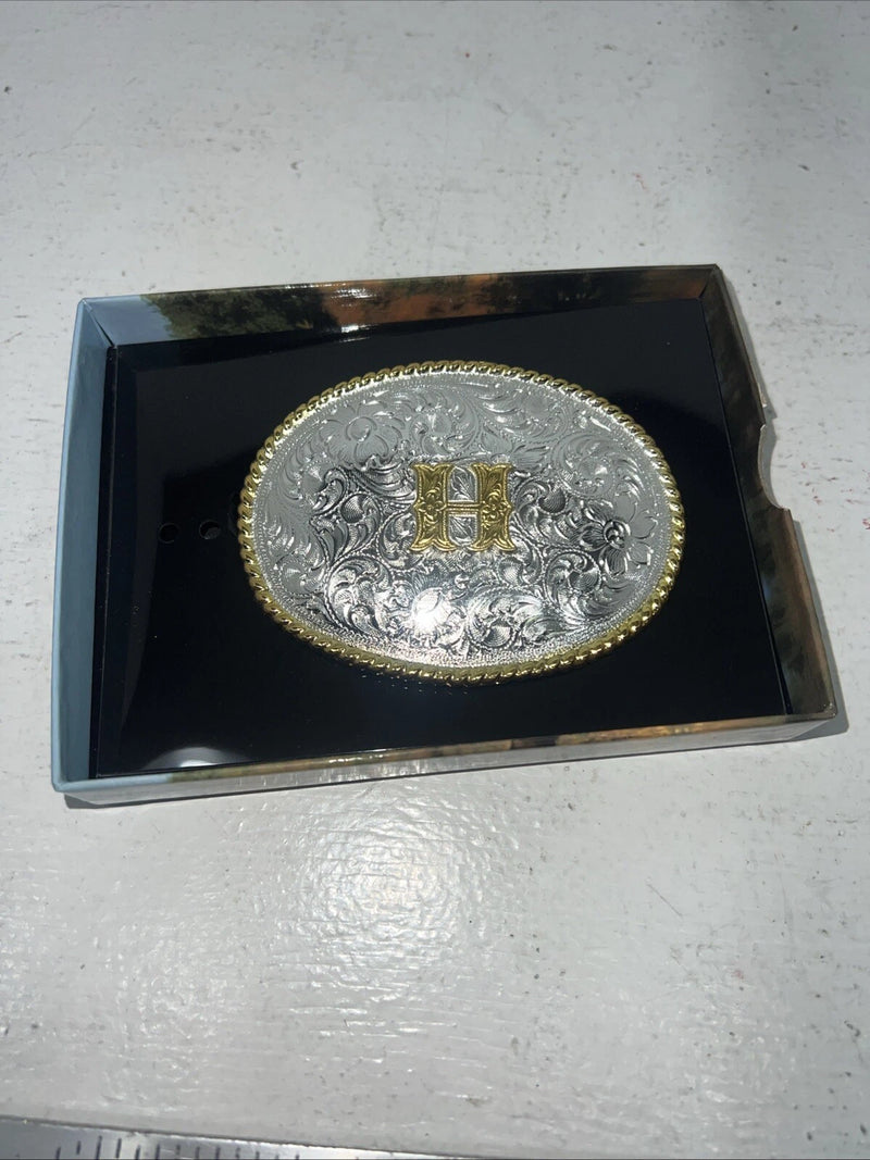 New Women’s Nocona Gold Silver “H” Belt Buckle 37572-H A-119