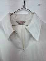 New Women’s H Bar C White Stripe Long Sleeev Half Zip Size Large TT-91