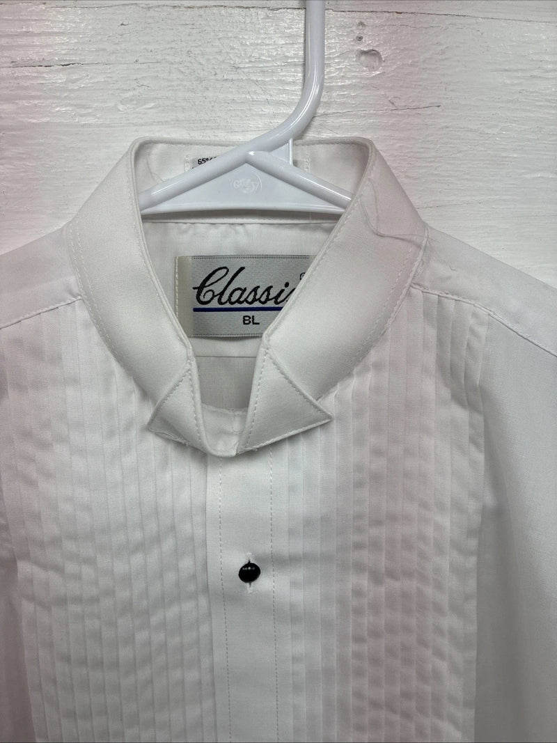New Classix White Long Sleeve Button Up English Short Large Kids DD-8