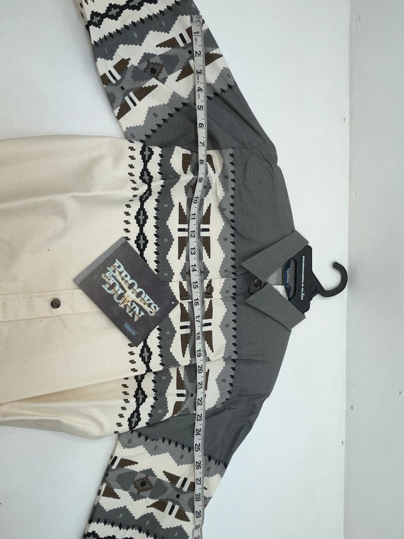 New Men’s Grey Aztec Panhandle Slim Long Sleeve Button Up Shirt S #DS3260 3B-94