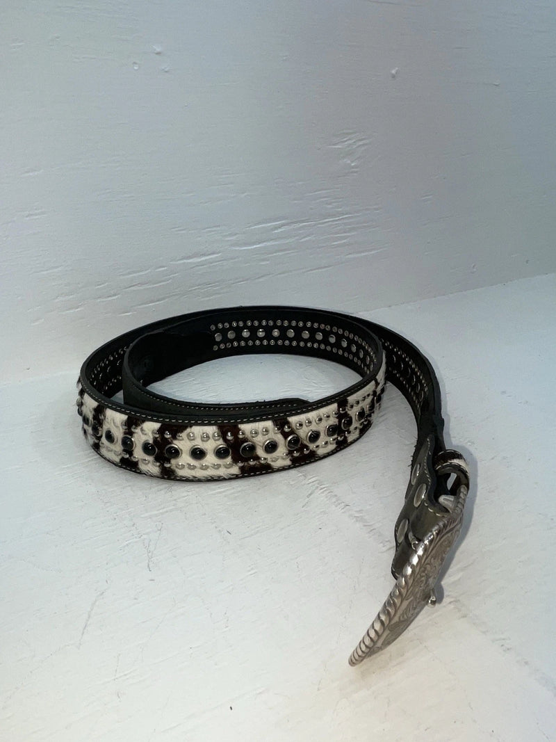 New Black Genuine Leather Nocona Zebra Print Bling 44” Belt #N2440501 JJ-81