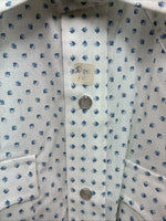 New Men’s Champion Western White Floral Short Sleeve Pearl Snap 14 Small AA-96