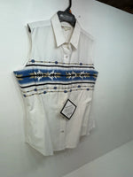 New Women’s White Aztec Cumberland Outfitters Cut Off Button Up Shirt M 3B-51