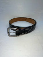 New Black Genuine Leather Badger Stitched 32” Belt #B1340 Z-174