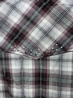 New Women’s Purple Cumberland Outfitters Long Sleeve Pearl Snap Shirt 1X S-33