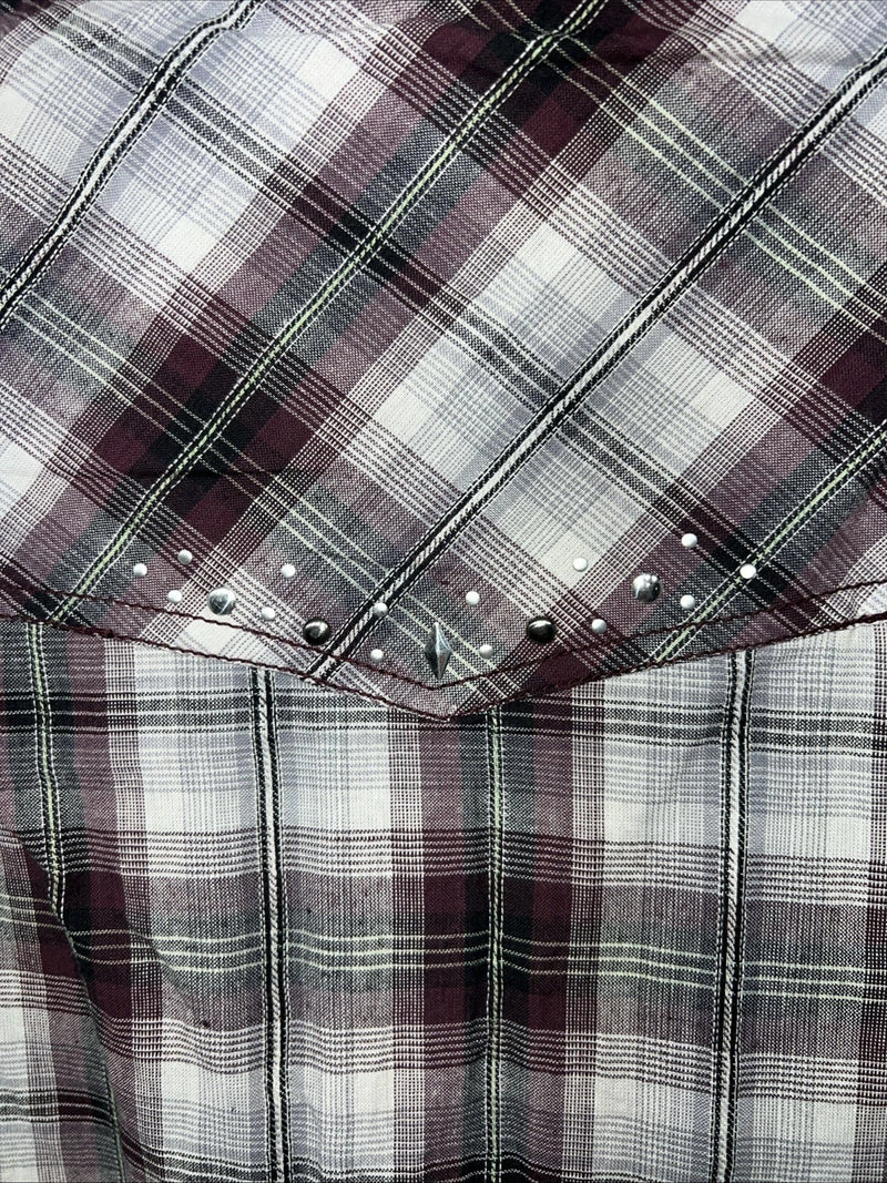 New Women’s Purple Cumberland Outfitters Long Sleeve Pearl Snap Shirt 1X S-33