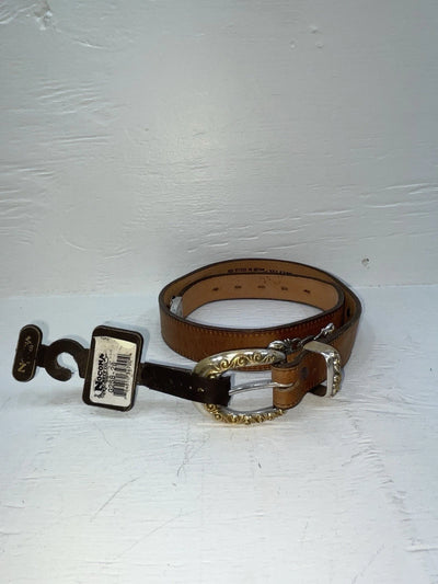 New Brown Genuine Leather Nocona Silver Pendent 28” Belt #G258 JJ-31