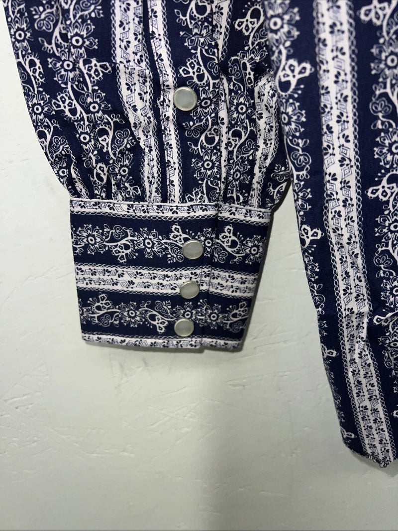 New Men’s Blue HbarC Ranchwear Long Sleeve Pearl Snap Shirt. M S-38