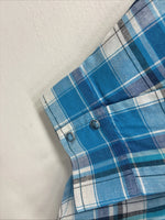 New Women’s Cumberland Blue Plaid Long Sleeve Pearl Snap XL GG-63