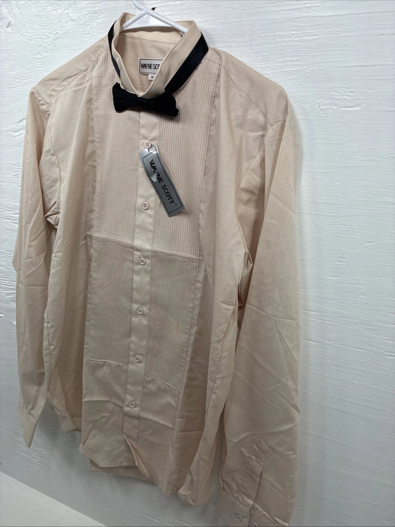 New Wayne Scott Tan Long Sleeve Button Up English Shirt Medium X-76