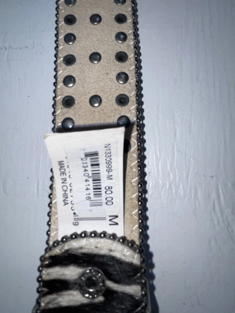 New Zebra Print Genuine Leather Nocona Bling M Belt #N1330999 Z-130