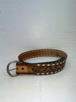 New Brown Genuine Leather Weaved And Tooled 30” Belt #203 JJ-94