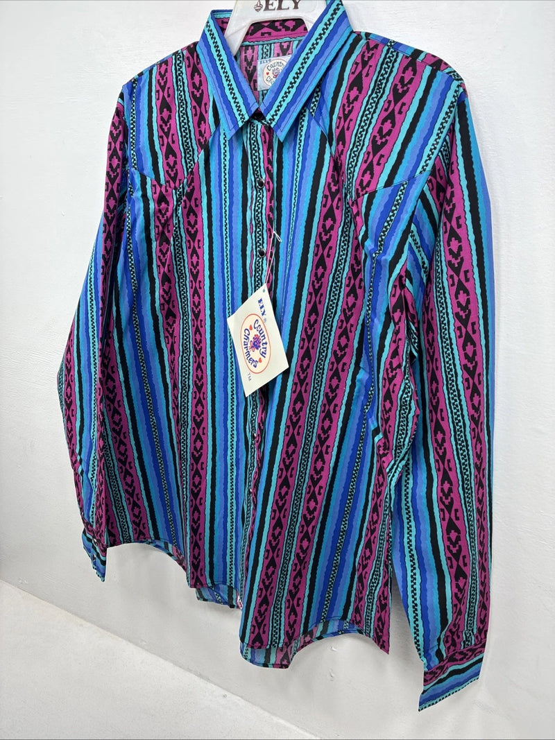 New Women’s Country Charmers Multicolor Long Sleeve Pearl Snap XL II-51