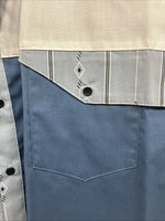 New Men’s Cowboy Threads Blue White Designed Short Sleeve Pearl Snap XL T-19