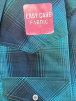 New Girls Cumberland Blue Plaid Long Sleeve Pearl Snap 3XL CC-112