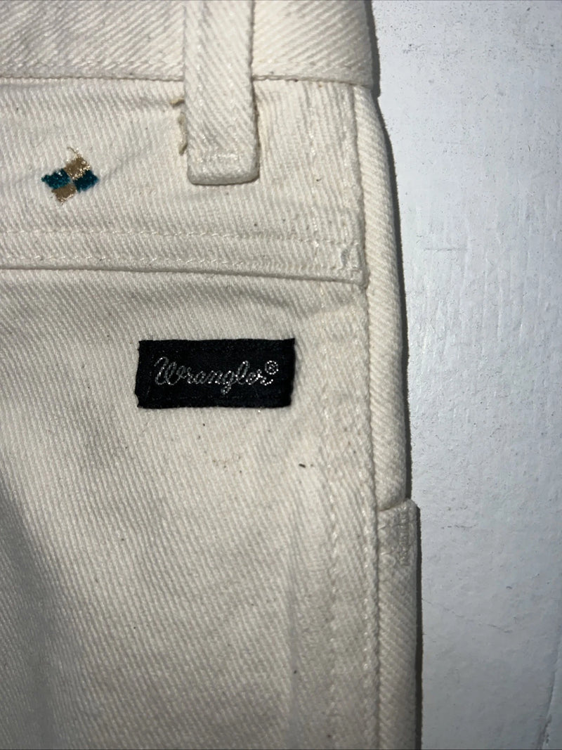 New Women’s White Wrangler Relaxed Fit Denim Jeans Aztec Designs 15/16x36 Q-1