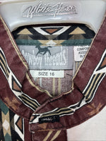 New Boys Cowboy Threads Western Design Long Sleeve Pearl Snap Size 16 DD-82