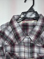 New Women’s Cumberland Purple Plaid Long Sleeve Pearl Snap 2XL GG-32