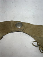 NOS Tan Show Chaps With Fringe Adjustable Waist 33” L-27