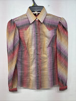 New Women’s H Bar C Multicolor Plaid Long Sleeve Pearl Snap Size 28 DD-142