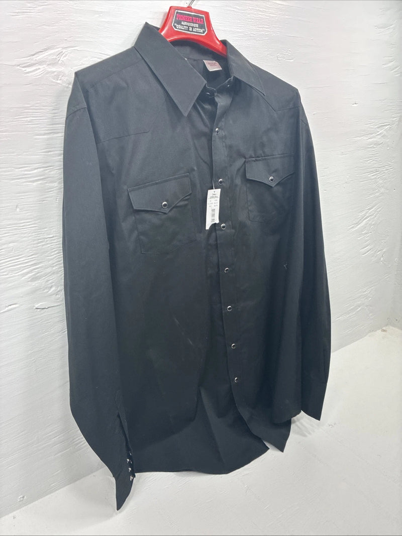 New Men’s White Horse Black Long Sleeve Pearl Snap XLT F-52