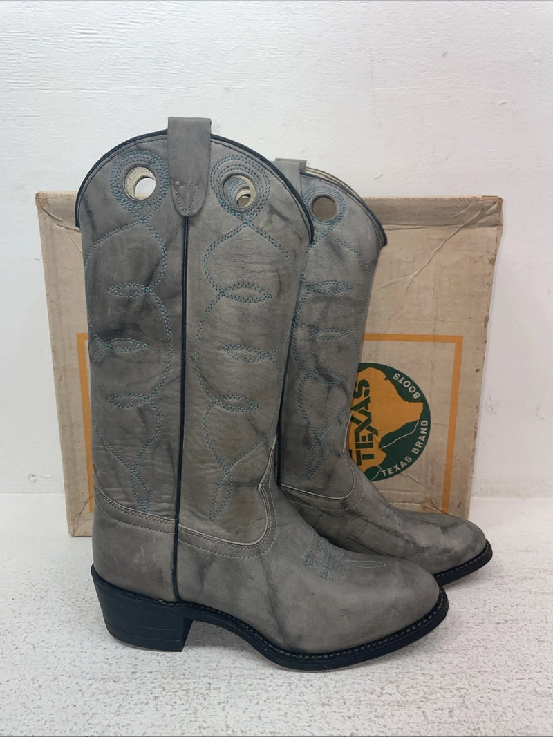 New Youth Gray Texas Brand Cowboy Boots. B 192 6 D. 2-148