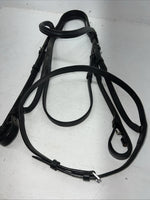 New Silver Fox Black English Snaffle Bridle BB-18 