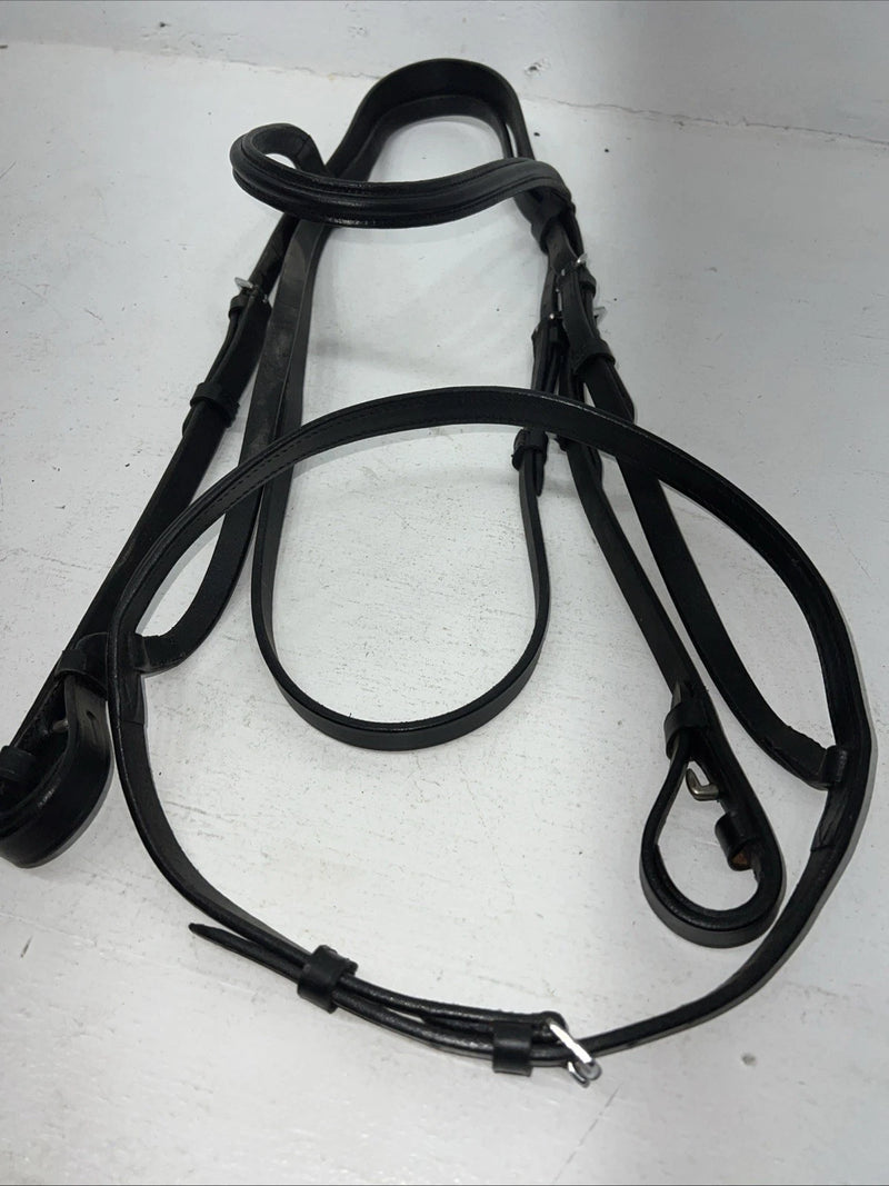 New Silver Fox Black English Snaffle Bridle BB-18 