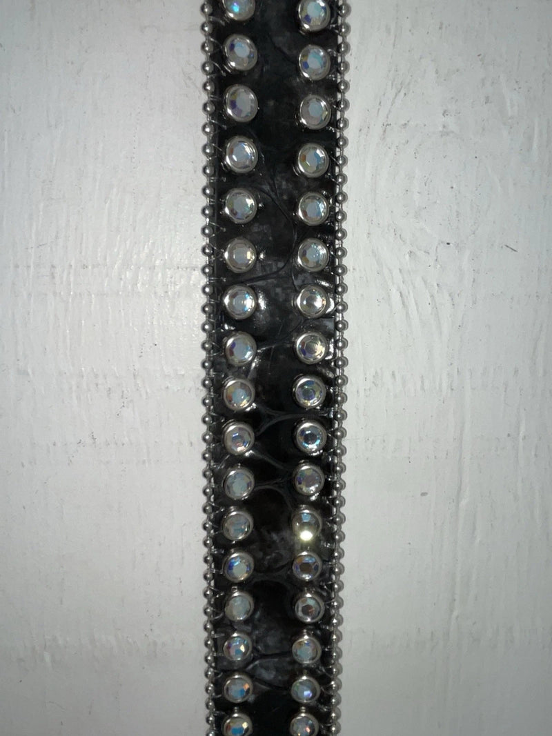 New Black Genuine Leather Nocona Silver Bling Beaded L Belt #N3424601 JJ-70