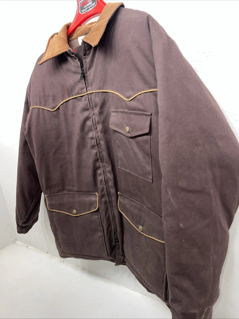 New Men’s Comfy Brown Nylon Winter Jacket XL #05324-501 3C-53