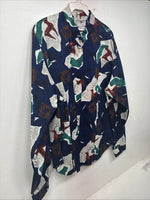 New Women’s Cowboy Threads Blue Design Long Sleeve Button Up Medium KK-23