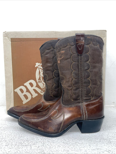 New Youth Brown Texas Brand Cowboy Boots. B 103 5 D. 2-121