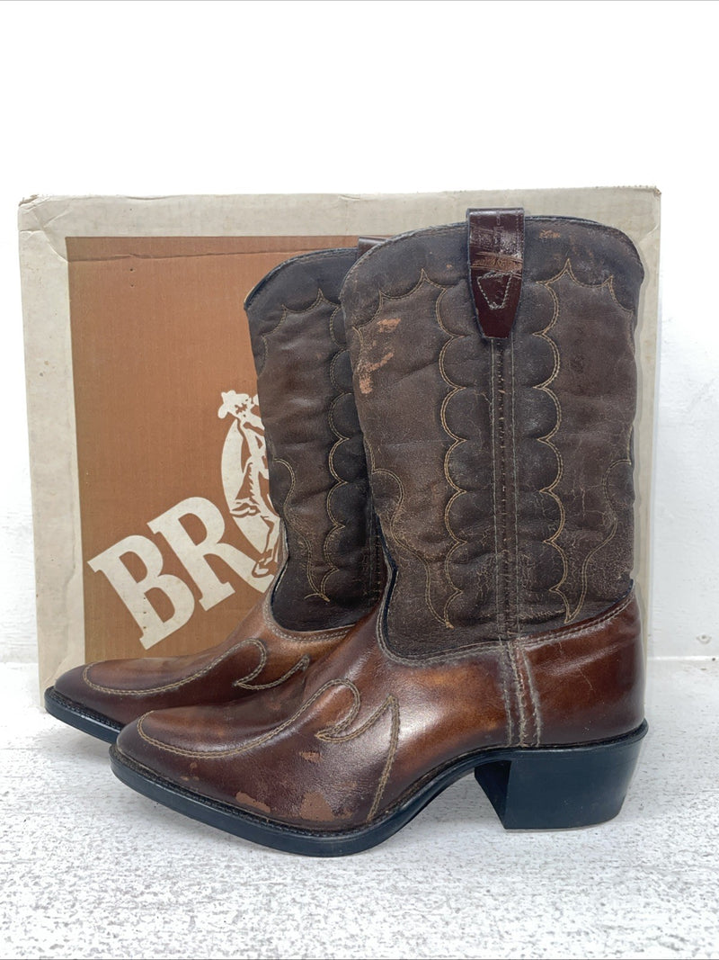New Youth Brown Texas Brand Cowboy Boots. B 103 5 D. 2-121