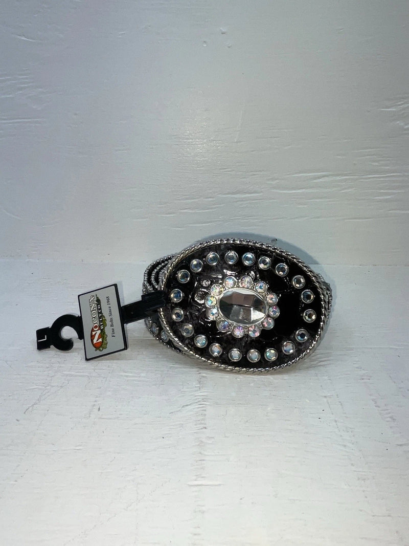 New Black Genuine Leather Nocona Silver Bling L Belt #N3424601 JJ-78
