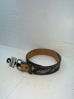 New Black Genuine Leather Perkies Tooled 30” Belt #8801 JJ-149