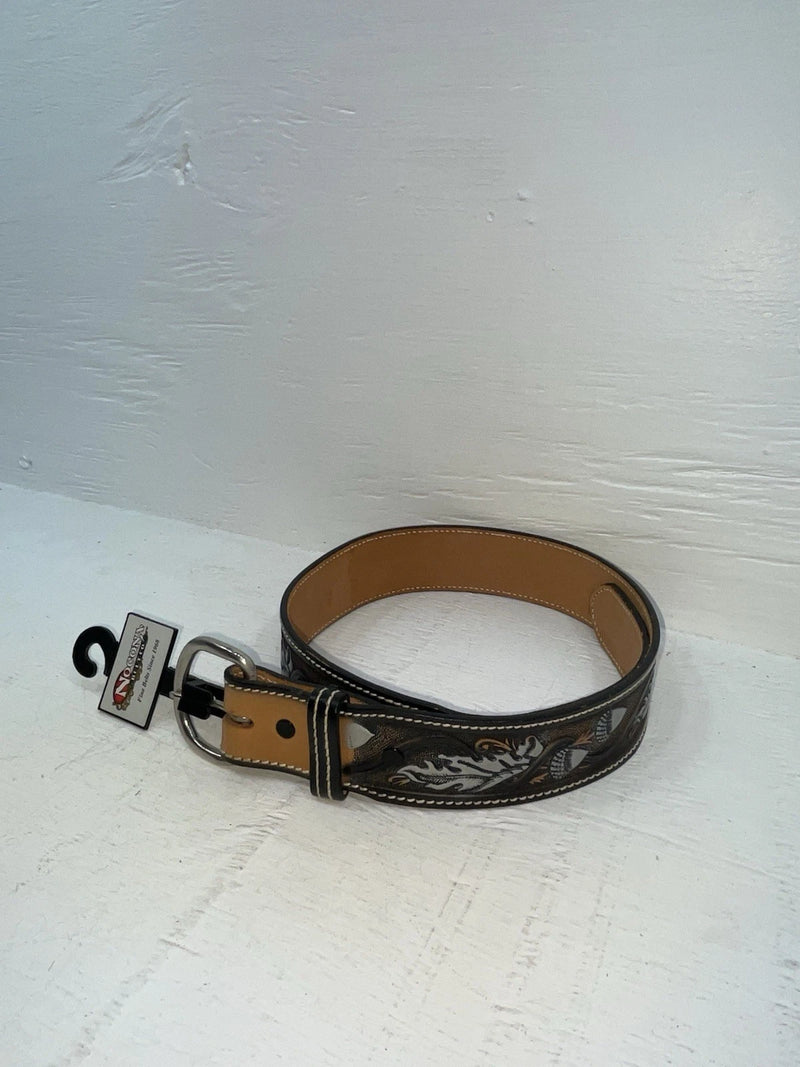 New Black Genuine Leather Perkies Tooled 30” Belt #8801 JJ-149