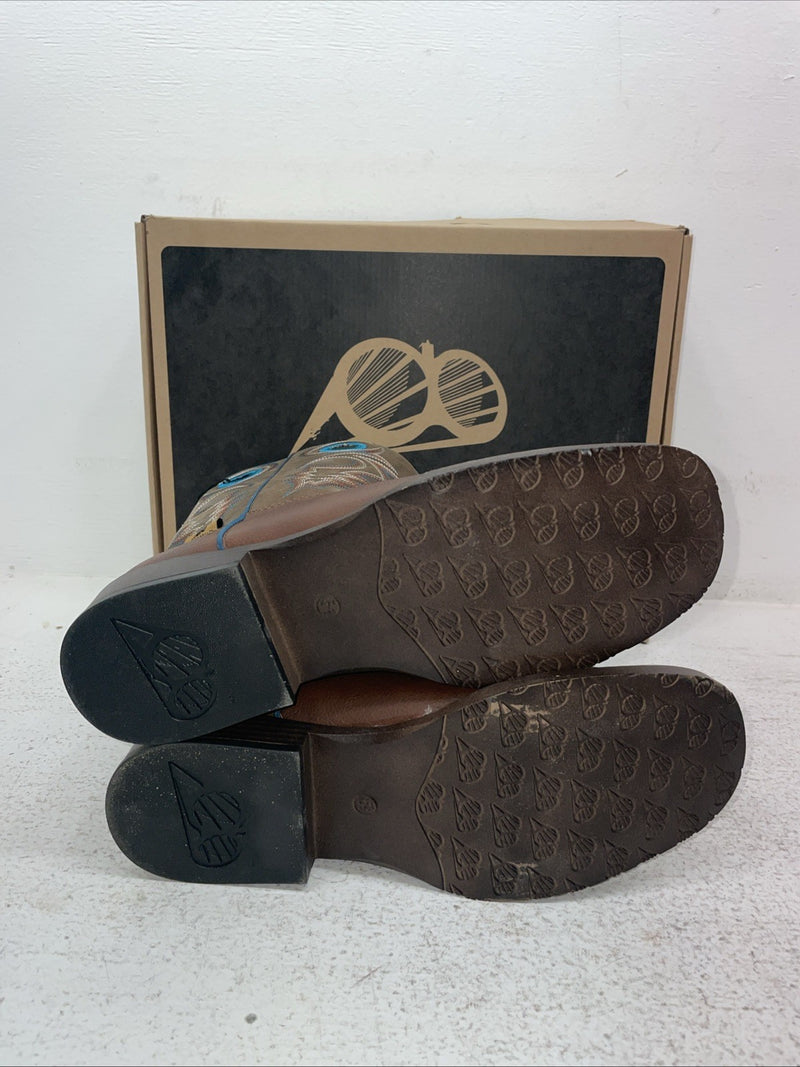 New Youth Brown DBL Barrel Cowboy Boots. 4476232 5.5 5 1/2. 2-98