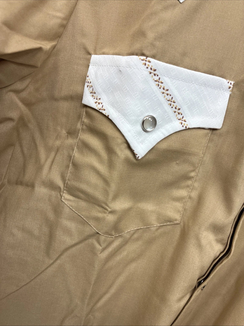 New Women’s Mustang Brown Designed Long Sleeve Pearl Snap Size 16 TT-89