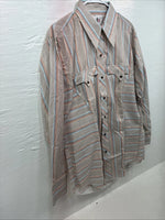 New Men’s Tem Tex Brown Stripe Long Sleeve Pearl Snap 16.5 X 33 Large V-24