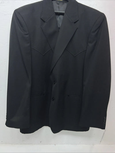 New Men’s Circle S Black Suit Jacket 48R #25832 Y-607