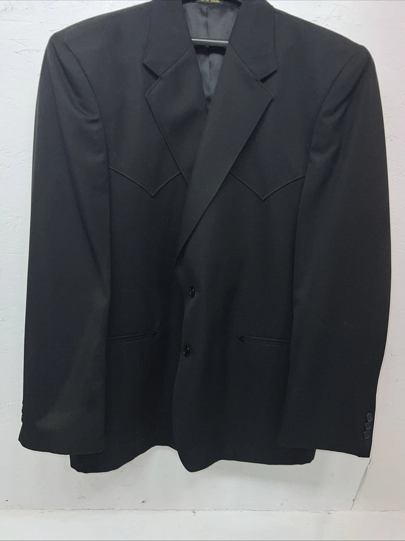 New Men’s Circle S Black Suit Jacket 48R #25832 Y-607