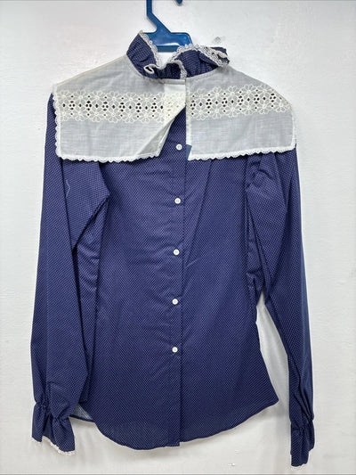 New Women’s Panhandle Slim Blue Design Long Sleeve Button Up Size 30 MM-90