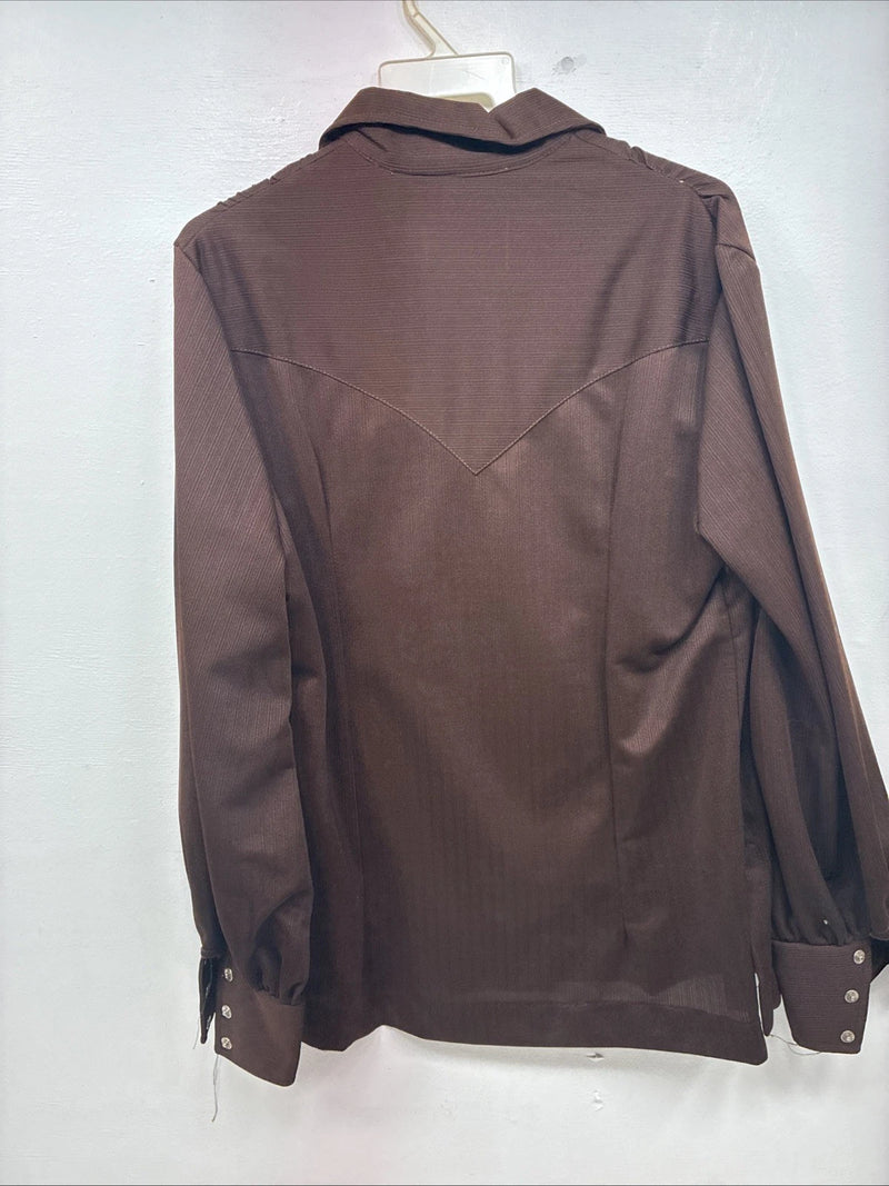 New Women’s Panhandle Slim Brown Long Sleeve Pearl Snap Size 18 KK-13