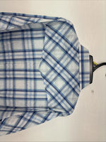 New Women’s Cumberland Blue Plaid Long Sleeve Pearl Snap Large GG-84