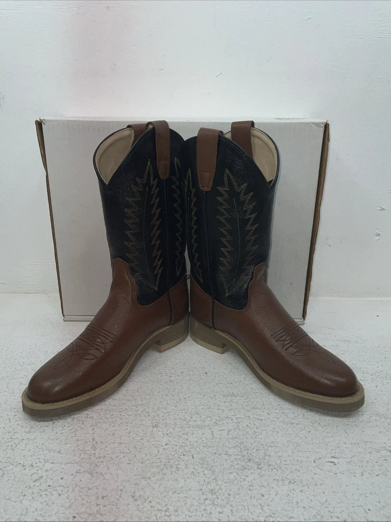 New Youth Brown Old West Cowboy Boots. 1603 Y 3.5 3 1/2. 22-27