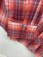 New Women’s Cumberland Pink orange Plaid Long Sleeve Pearl Snap XL GG-61