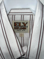 New Men’s Pink Stripped ELY Cattleman Short Sleeve Pearl Snap Shirt. 14.5 S P-69