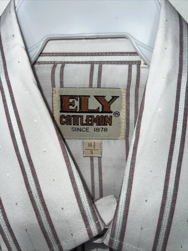 New Men’s Pink Stripped ELY Cattleman Short Sleeve Pearl Snap Shirt. 14.5 S P-69