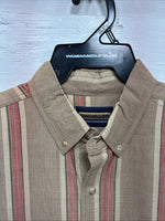 New Men’s Panhandle Slim Brown Red stripe Long Sleeve Button Up Large V-41