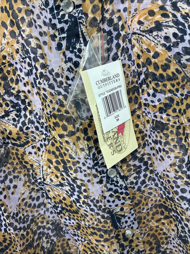 New Women’s Cumberland Purple Yellow Print Long Sleeve Pearl Snap 3XL GG-41